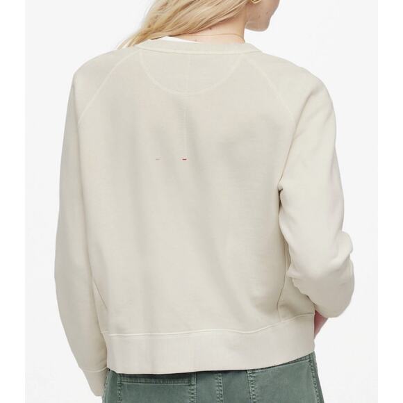 Madewell Garment-Dyed Crewneck Sweatshirt WMNS L Off White NU854 Ribbed Long Sl - Picture 2 of 9